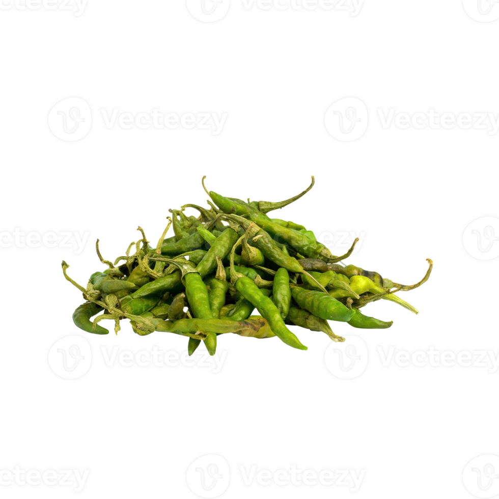 AI generated Bunch Green Very Dried Small Chilies Cayenne, Isolated Transparent Background png