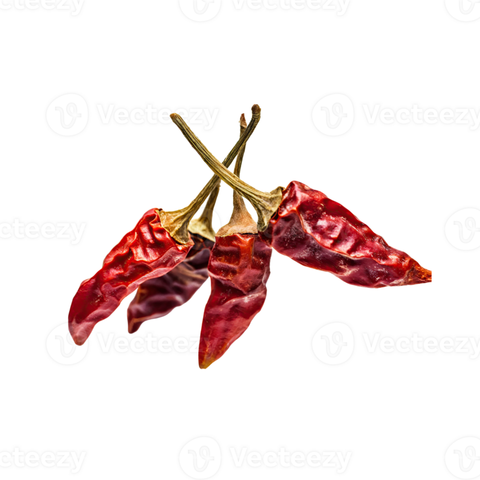 AI generated Bunch Red Very Dried Small Chilies Cayenne, Isolated Transparent Background png