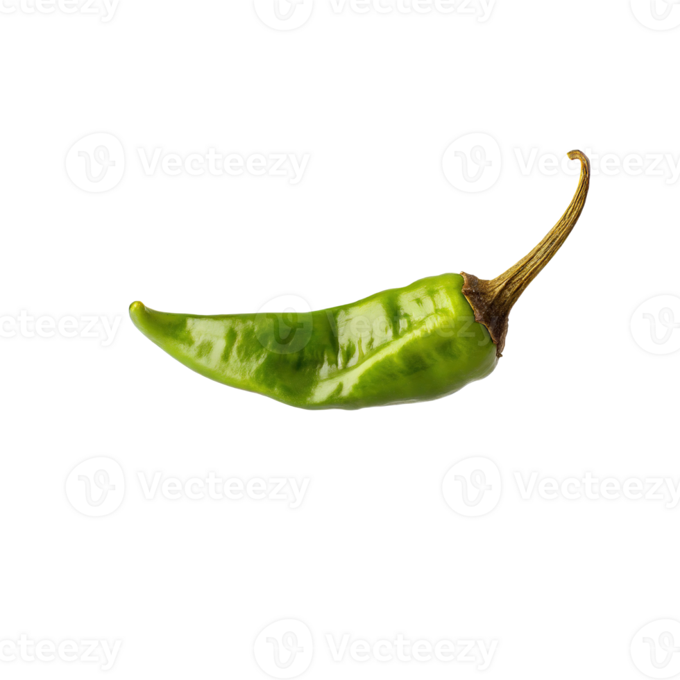 AI generated Green Dried Small Chilies Cayenne, Isolated Transparent Background png