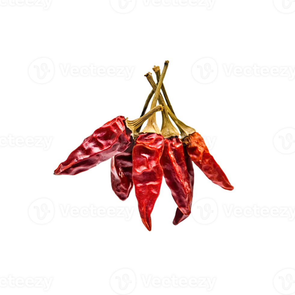 AI generated Bunch Red Very Dried Small Chilies Cayenne, Isolated Transparent Background png