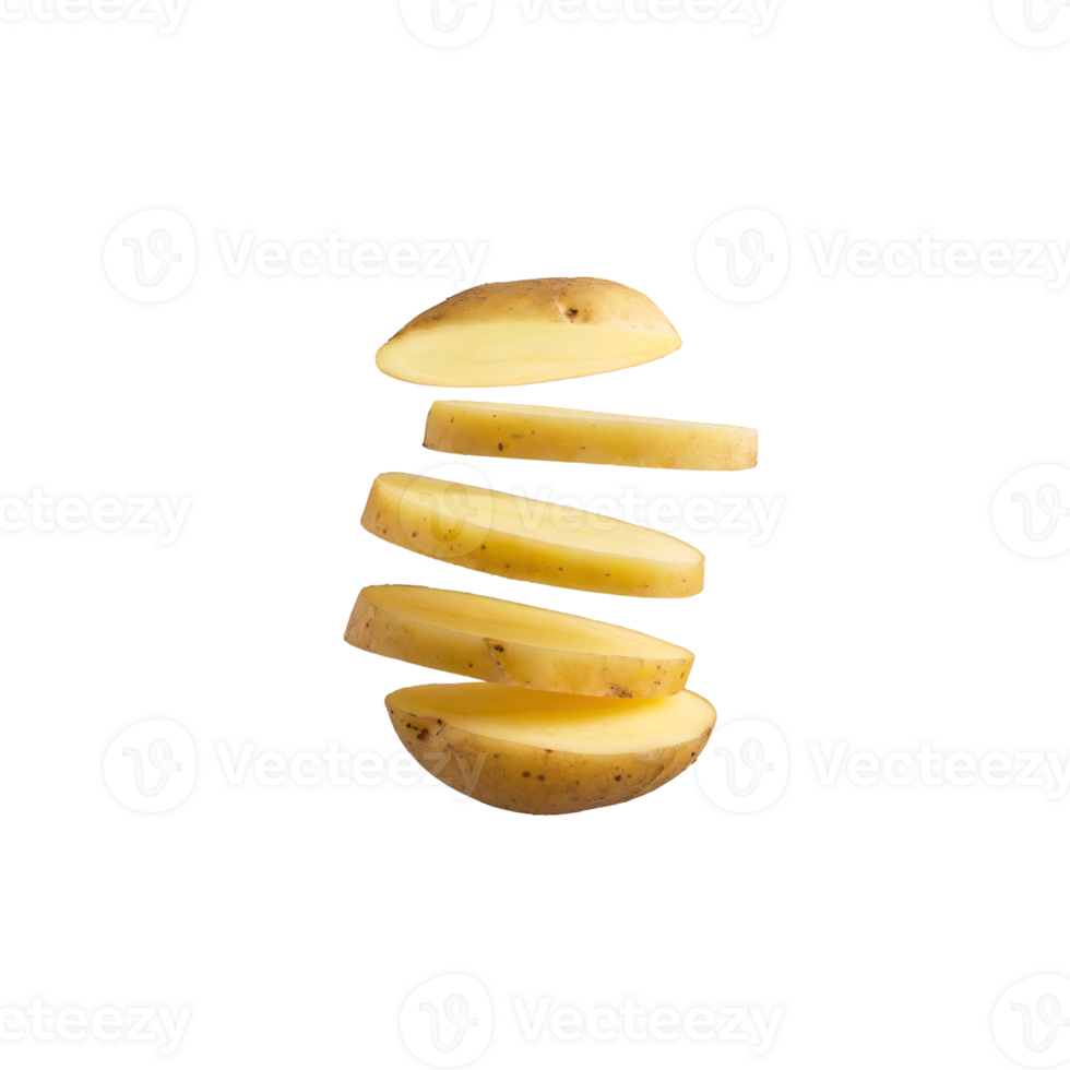 AI generated Potato Sliced, Without Shadow, Isolated Transparent Background png
