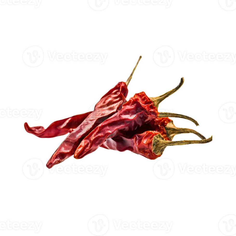 AI generated Bunch Red Very Dried Small Chilies Cayenne, Isolated Transparent Background png