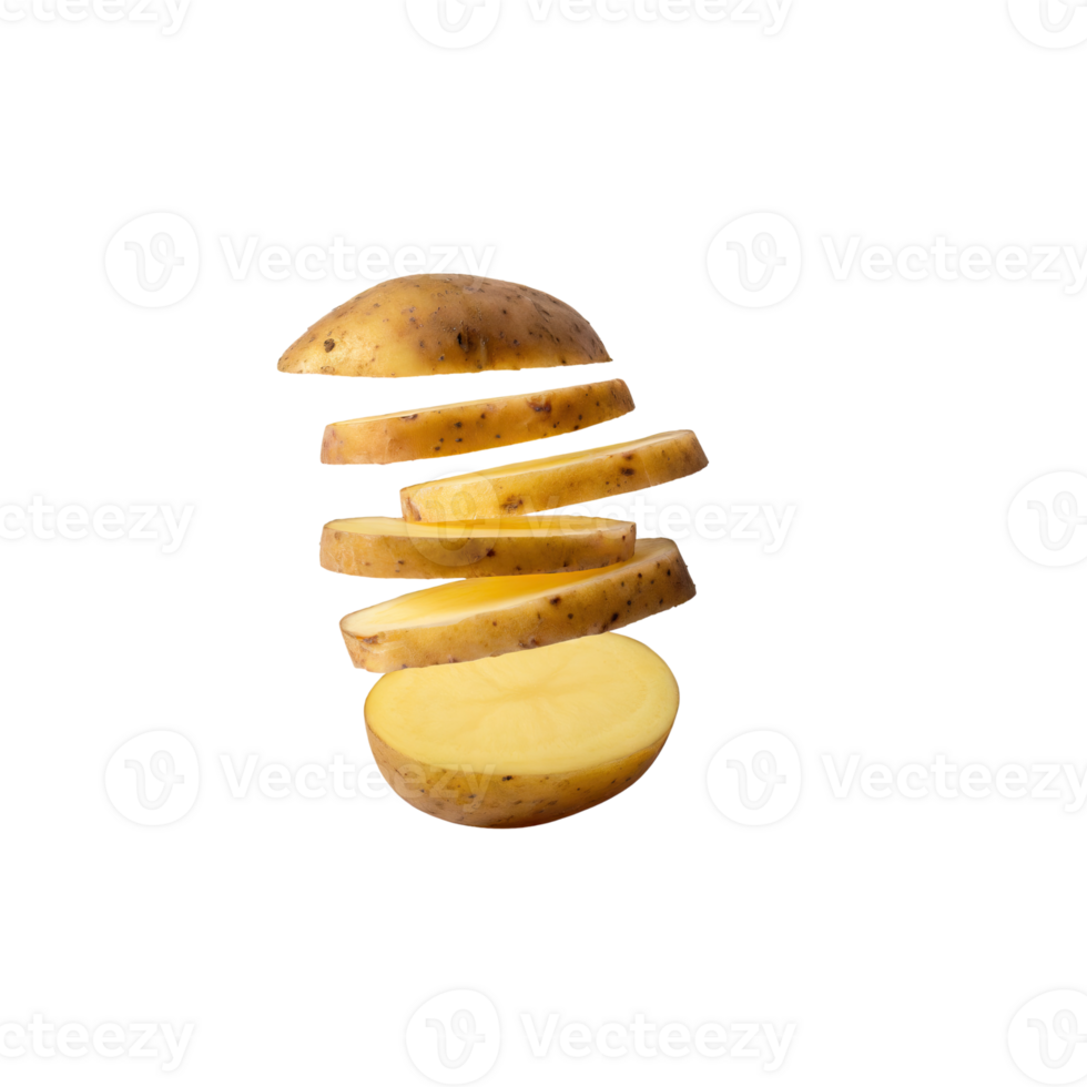 AI generated Potato Sliced, Without Shadow, Isolated Transparent Background png