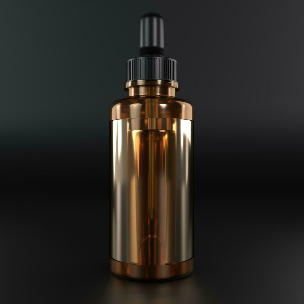 3D Rendered beauty face oil in glass dropper bottle mockup photo