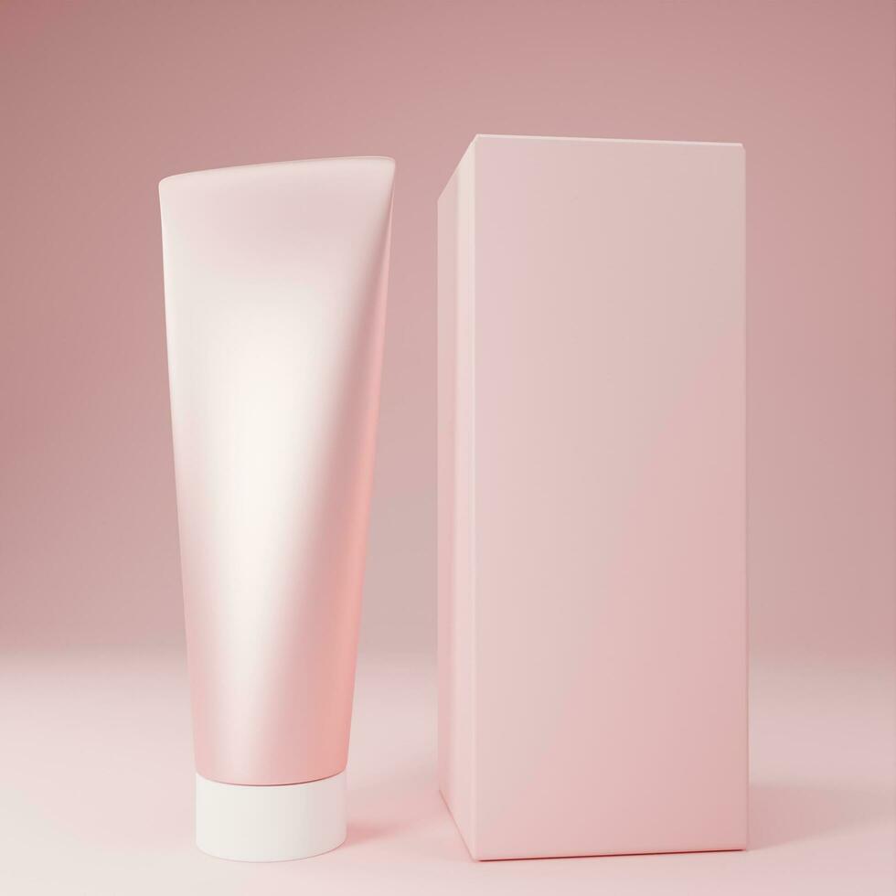 3D Rendered beauty cosmetic tube mockup for skin care product photo