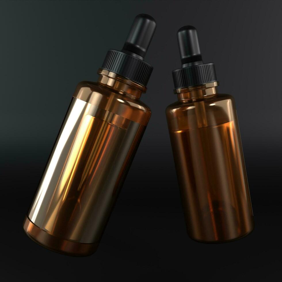 3D Rendered beauty face oil in glass dropper bottle mockup photo