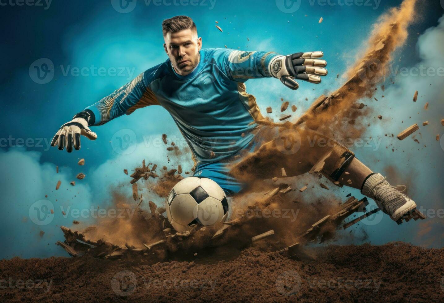 AI generated one man soccer Player man in action photo