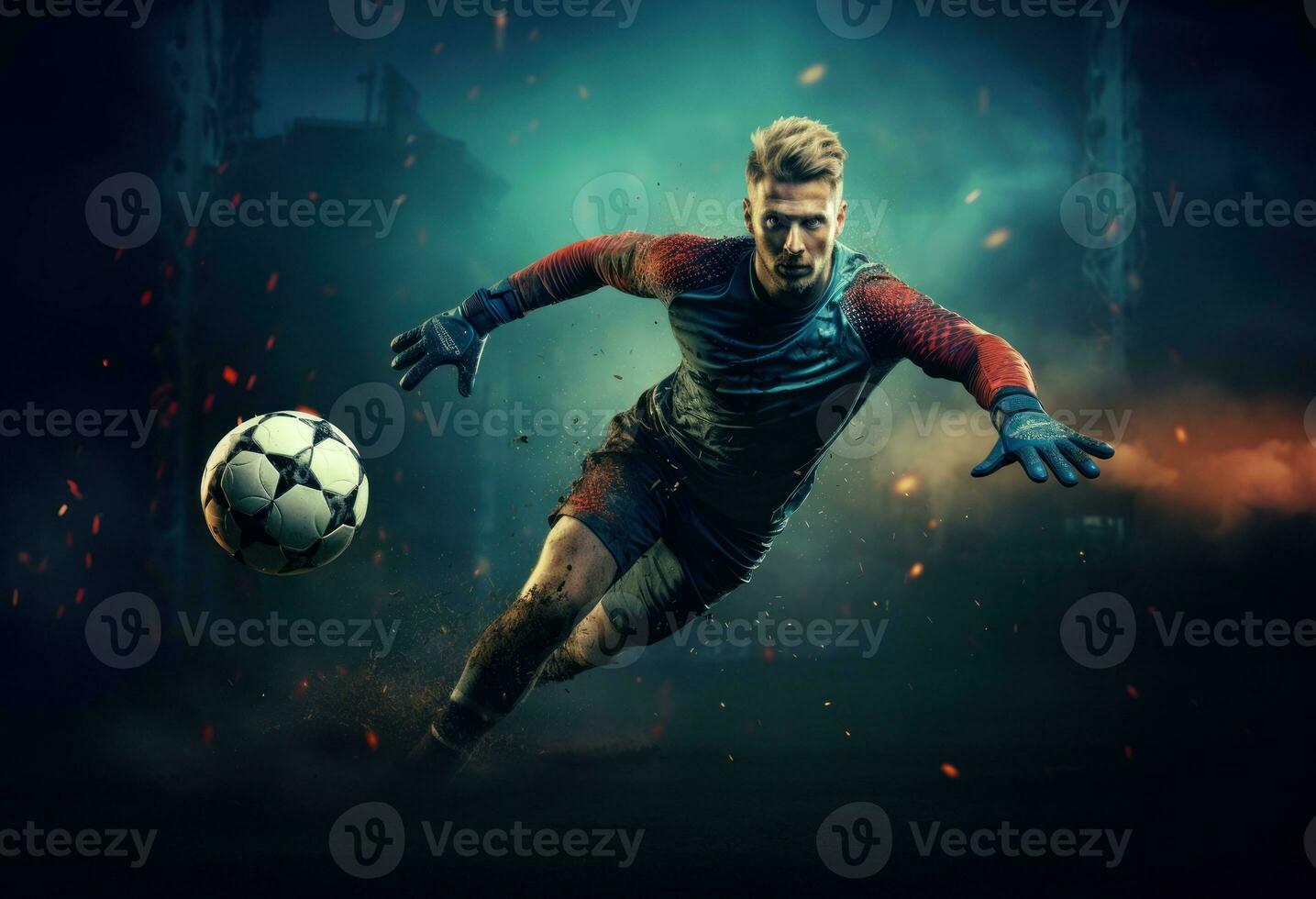 AI generated one man soccer Player man in action photo