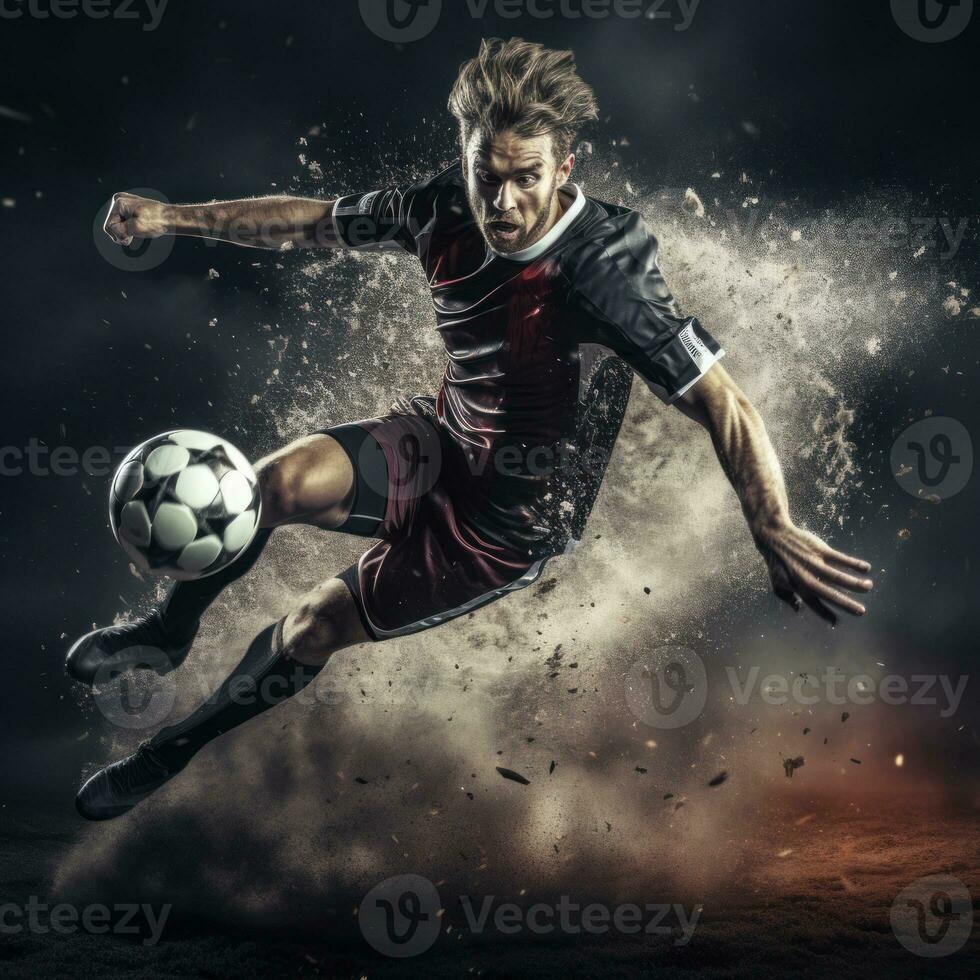 AI generated one man soccer Player man in action photo