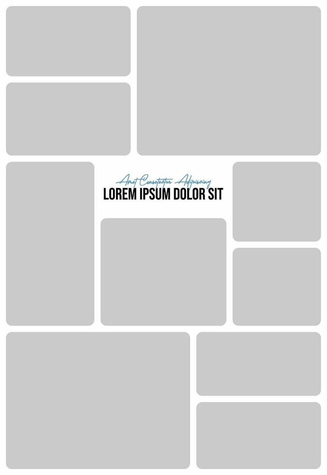 Pictures or photos frame collage. comics page grid layout abstract photo frames and digital photo wall template vector