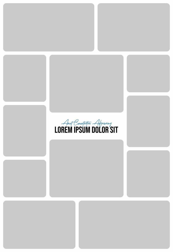 Pictures or photos frame collage. comics page grid layout abstract photo frames and digital photo wall template vector