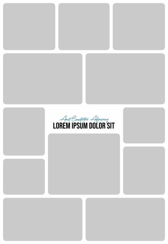 Pictures or photos frame collage. comics page grid layout abstract photo frames and digital photo wall template vector