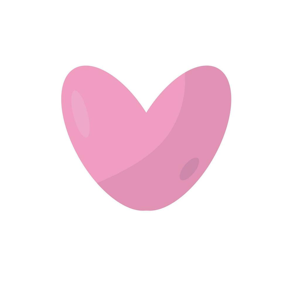 Pink heart icon in flat color style Love symbol vector illustration on white isolated background
