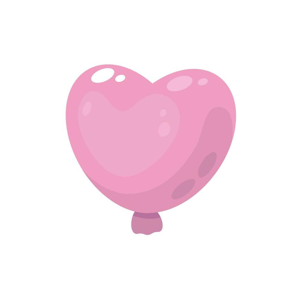 Pink heart shaped balloon isolated on white background Valentines day icon Vector illustration