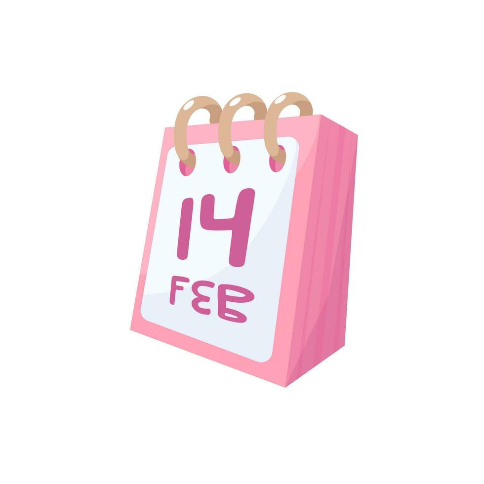 Calendar icon in isometric 3d style on a white background Valentines day vector