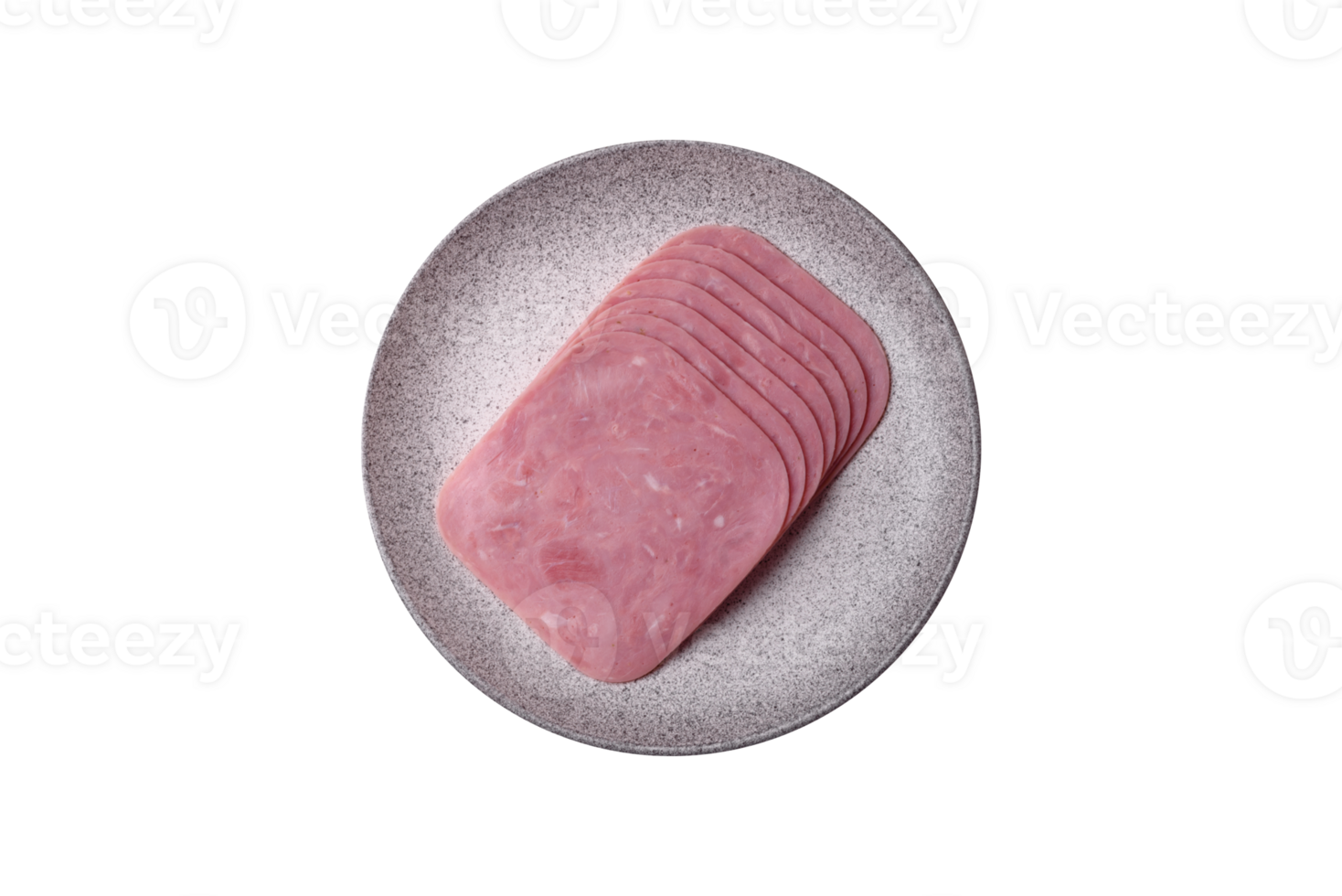 Delicious fresh ham cut into slices with salt, spices and herbs png
