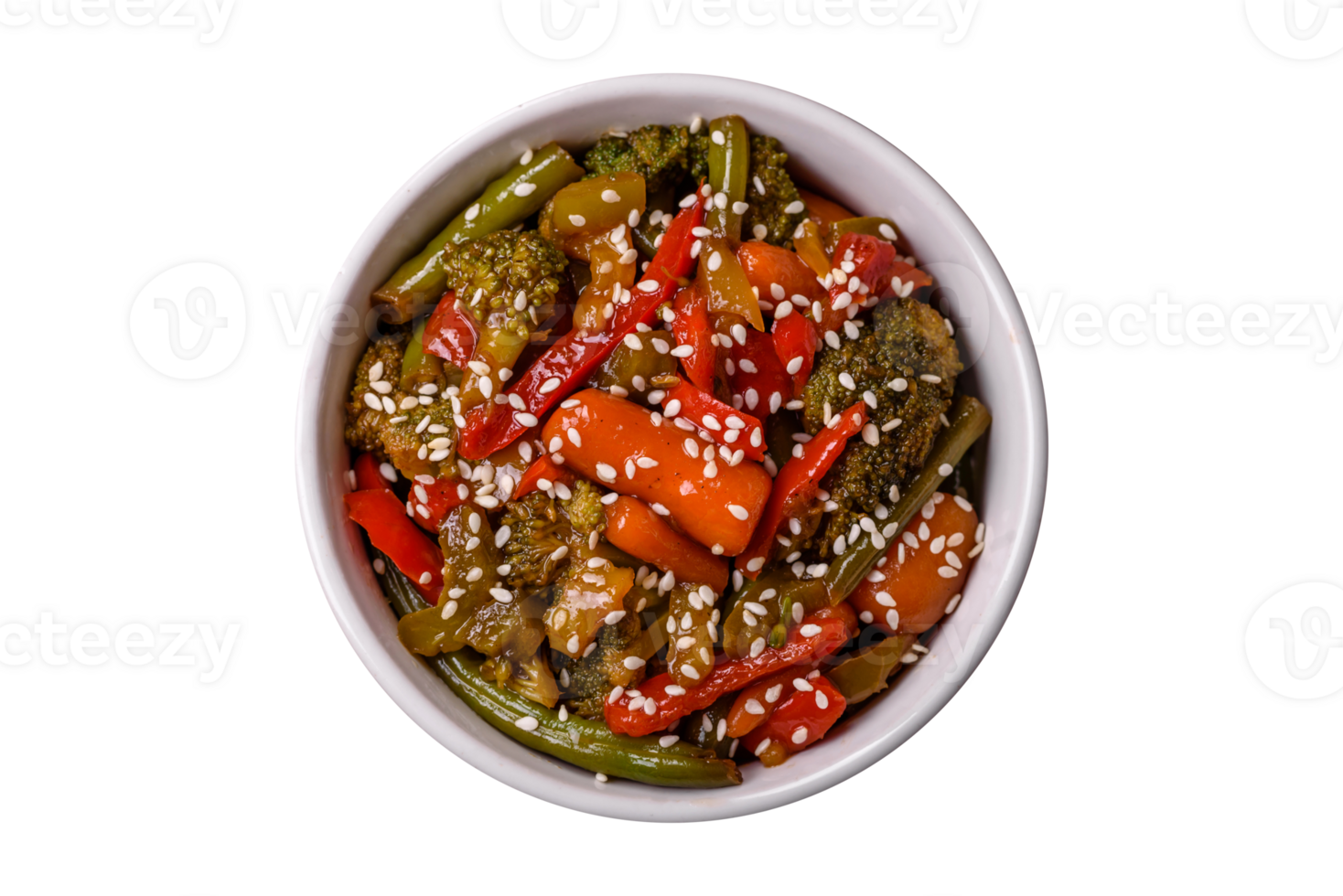 mezcla de vegetales maíz, zanahorias, pimientos, brócoli, cebollas en teriyaki salsa png