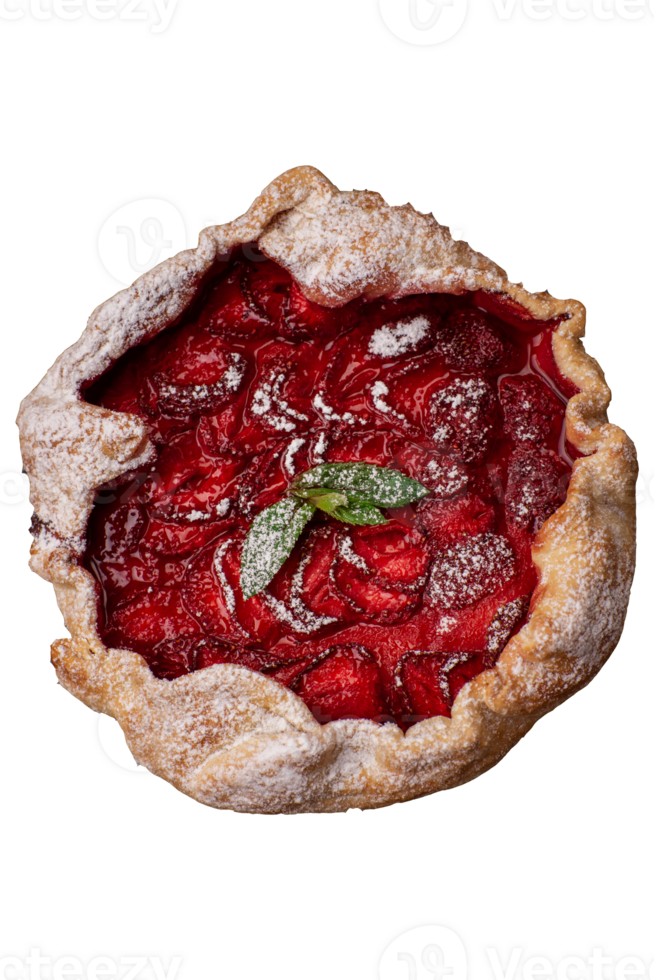 Delicious fresh sweet homemade rustic style strawberry tart png