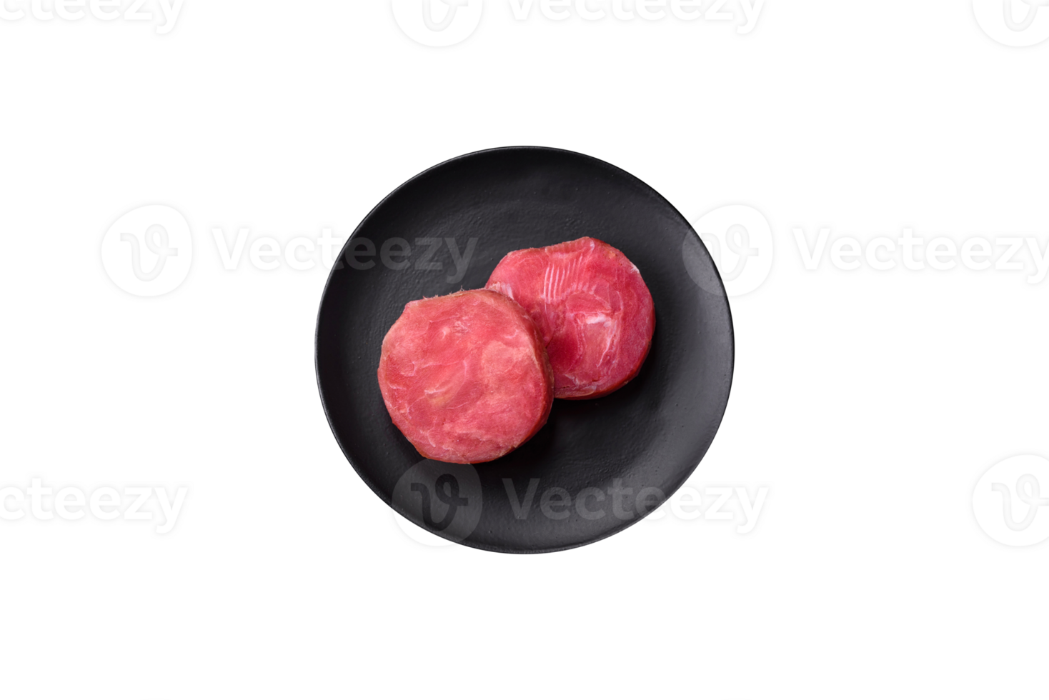 Round shape steaks of raw juicy tuna with salt and spices png
