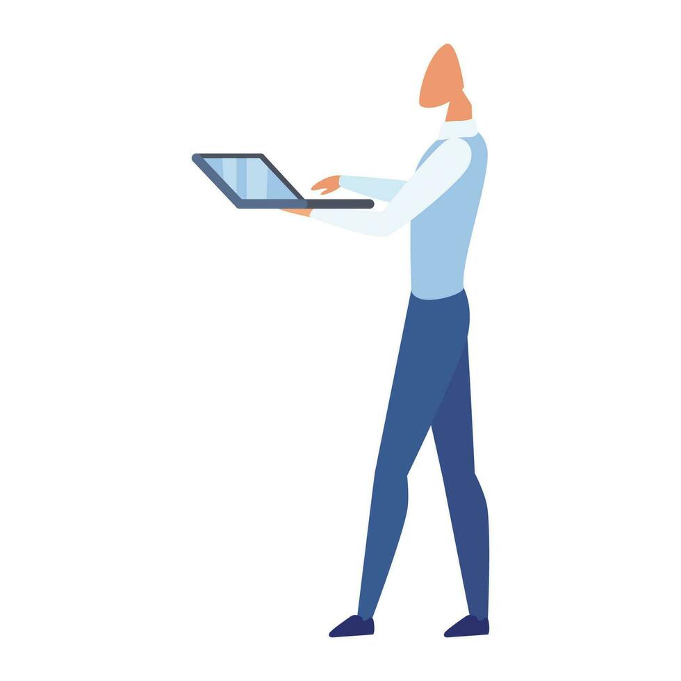 Working at home, coworking space, concept illustration. Young people, man and woman freelancers working on laptops and computers at home. People at home in quarantine. Vector flat style