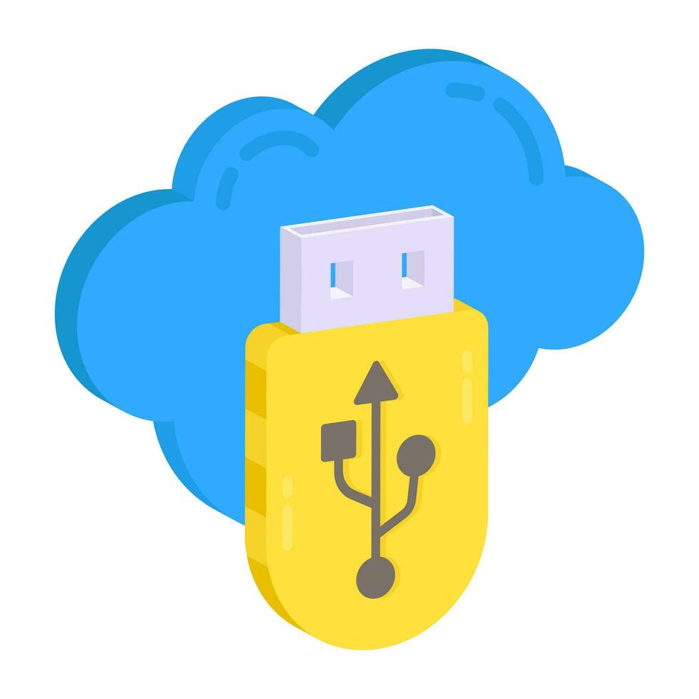 Premium download icon of cloud usb vector