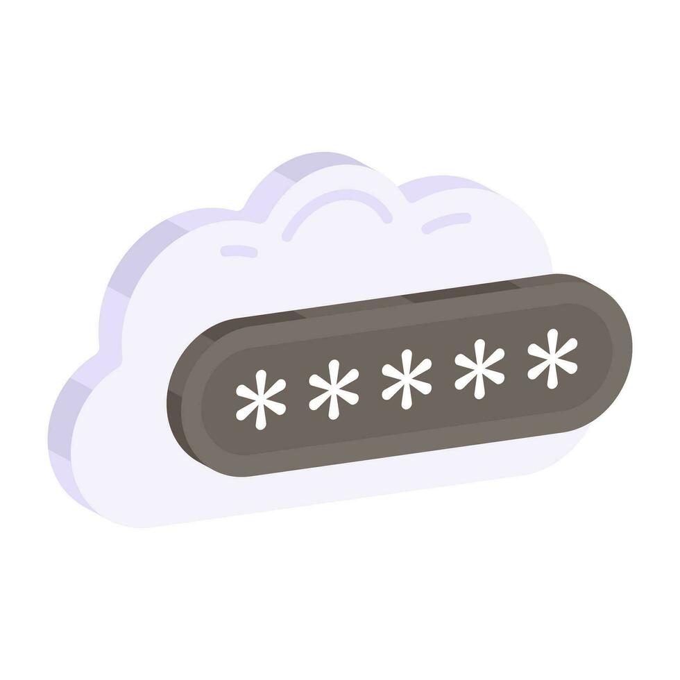 Editable design icon of cloud password vector