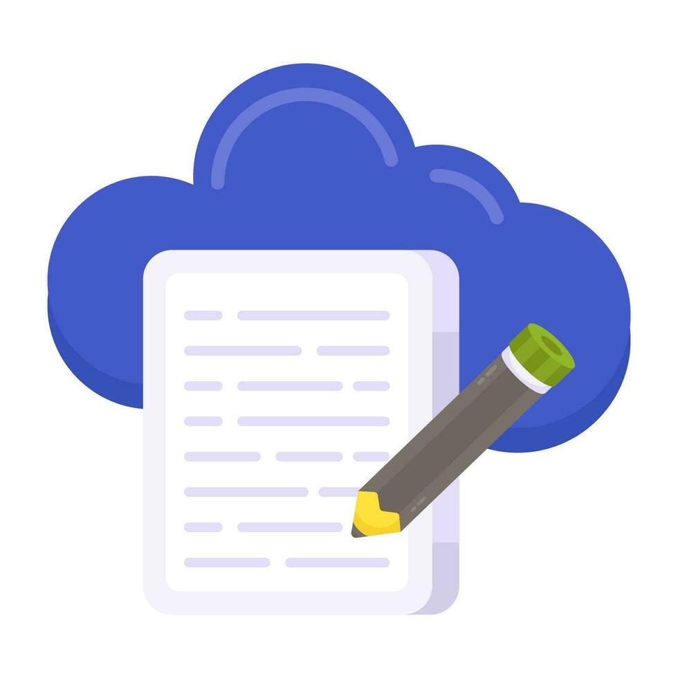 Conceptual flat design of cloud content writing vector