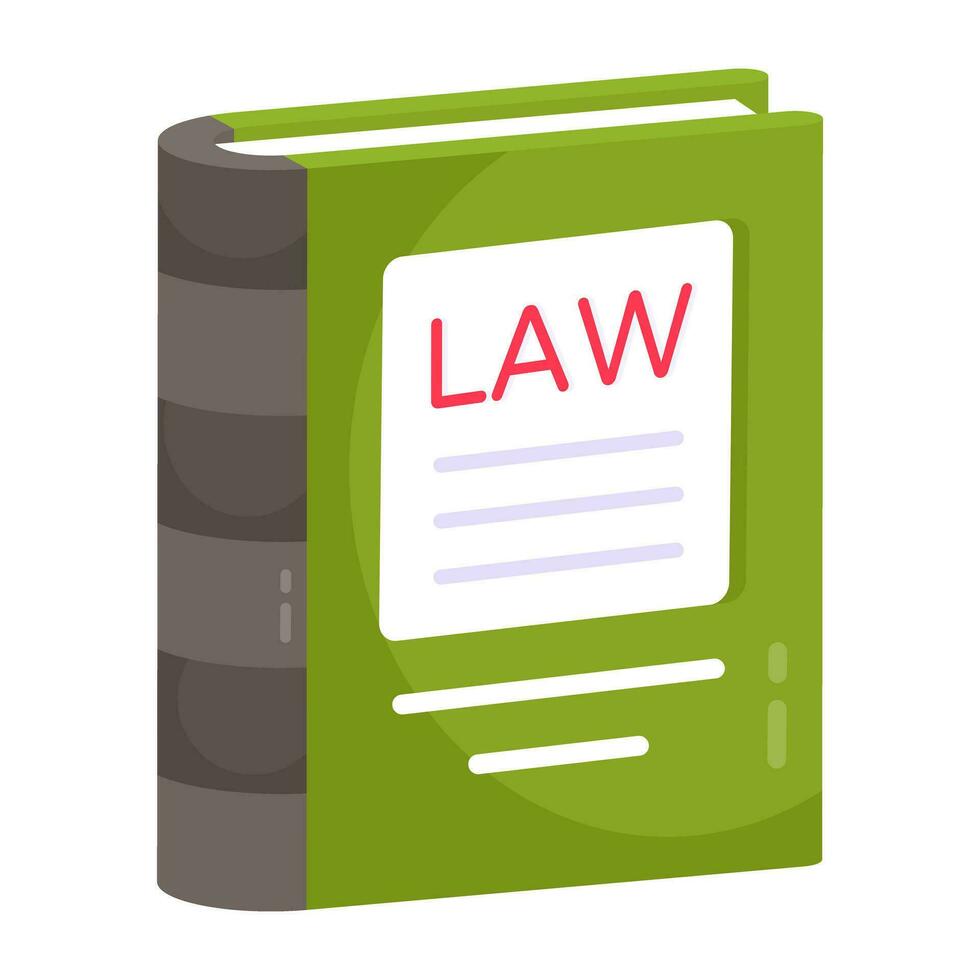 A flat design icon of law book vector