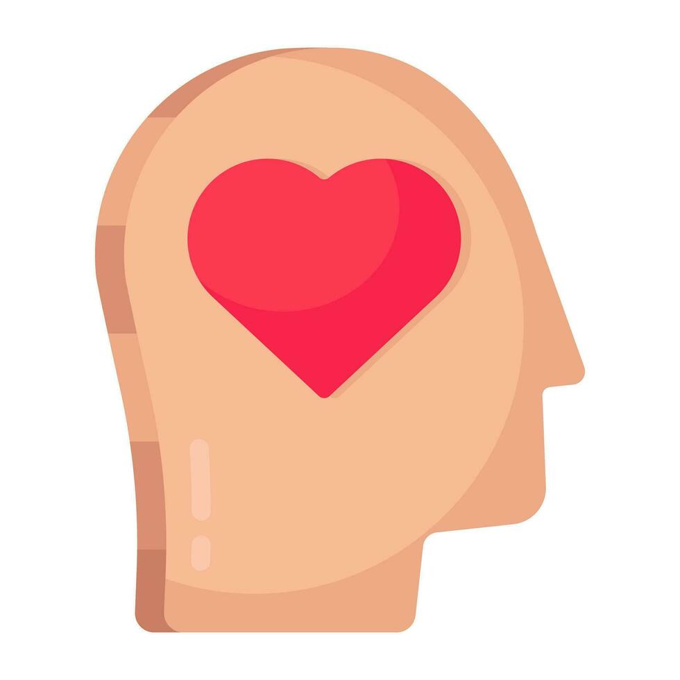 Heart inside brain, icon of healthy mind vector