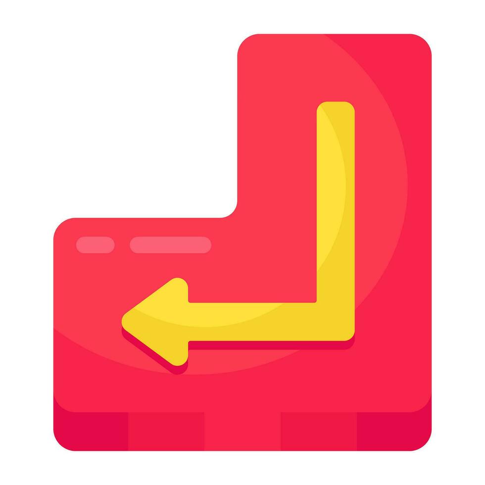 Turn left arrow icon, editable vector