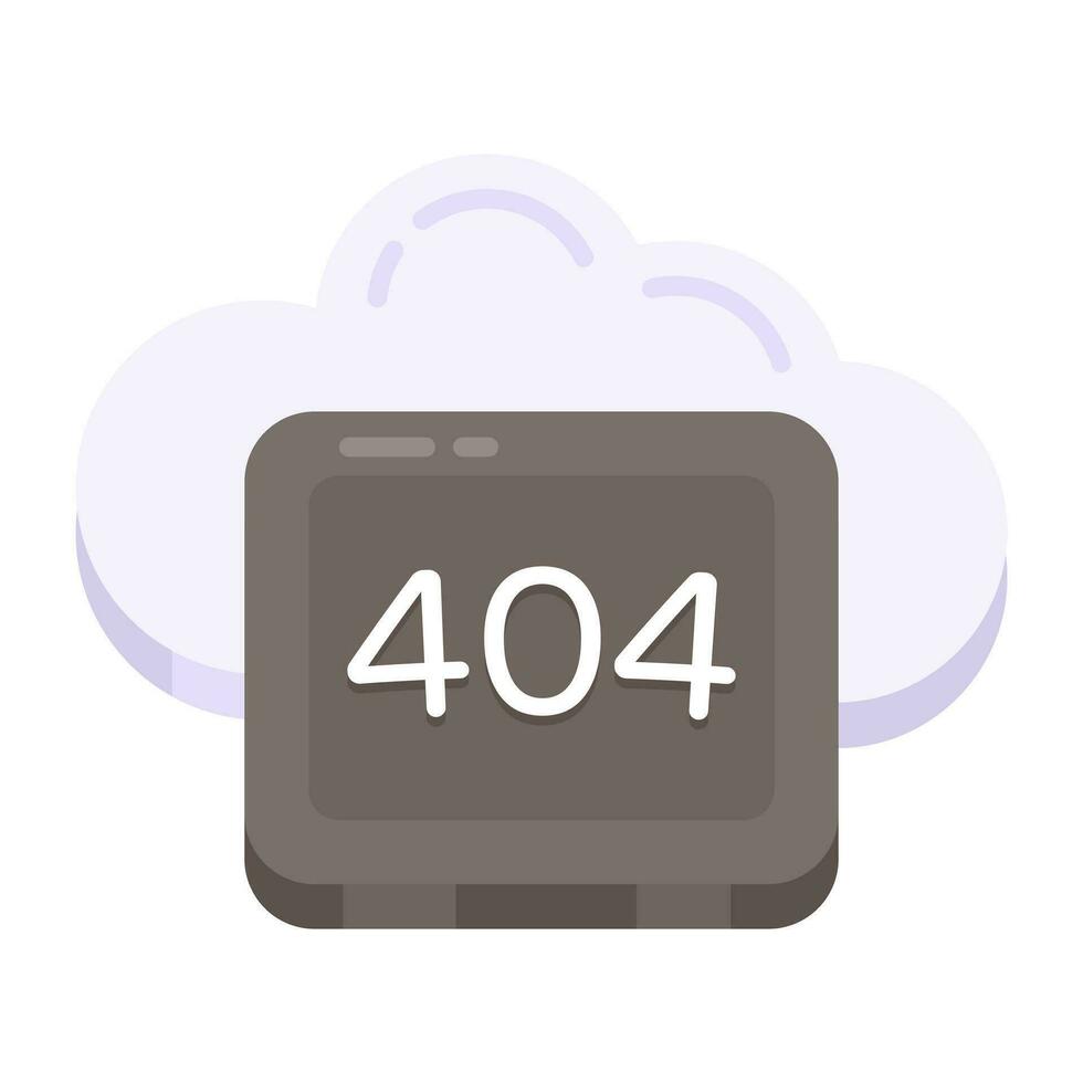 conceptual plano diseño icono de nube error 404 vector