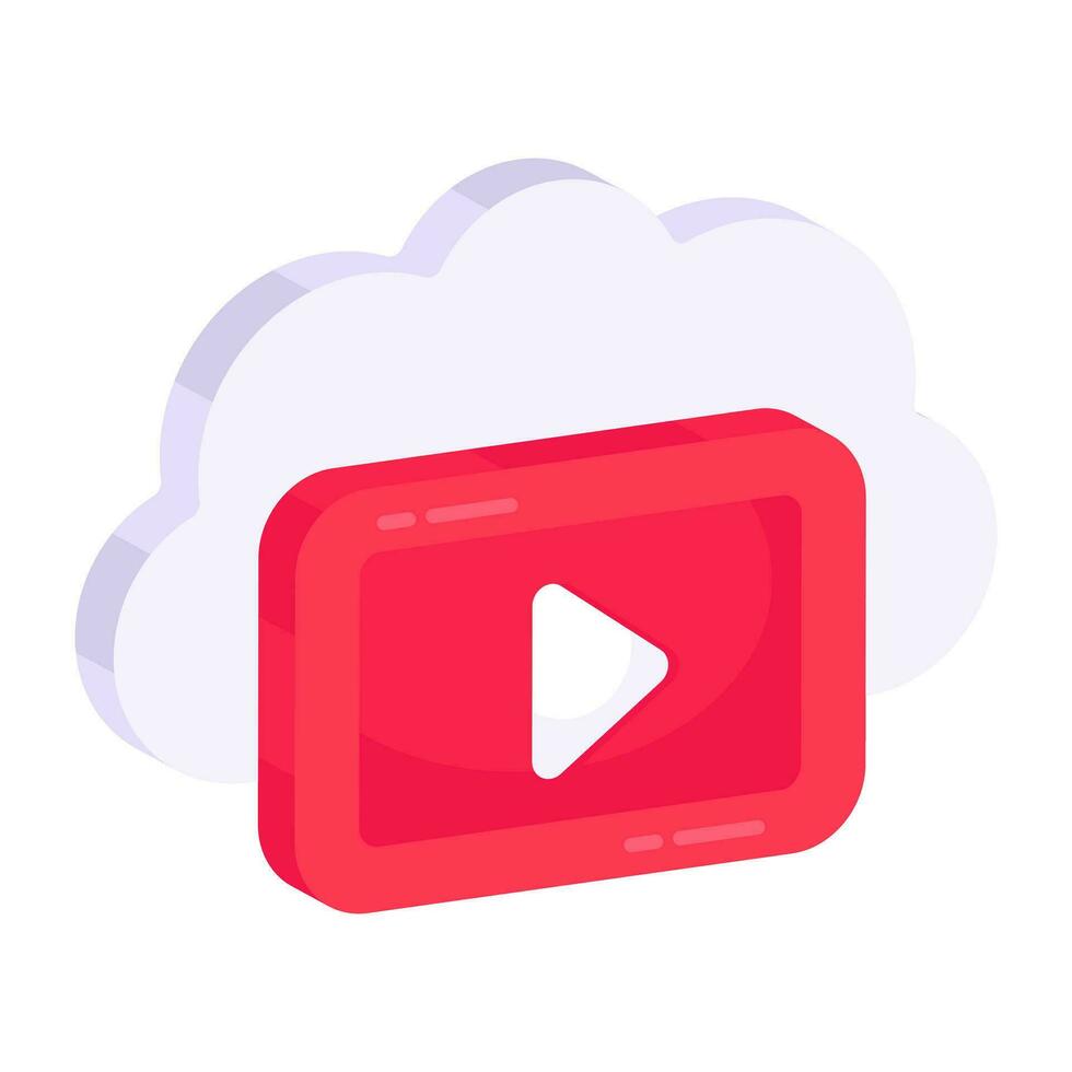 Editable design icon of cloud video vector