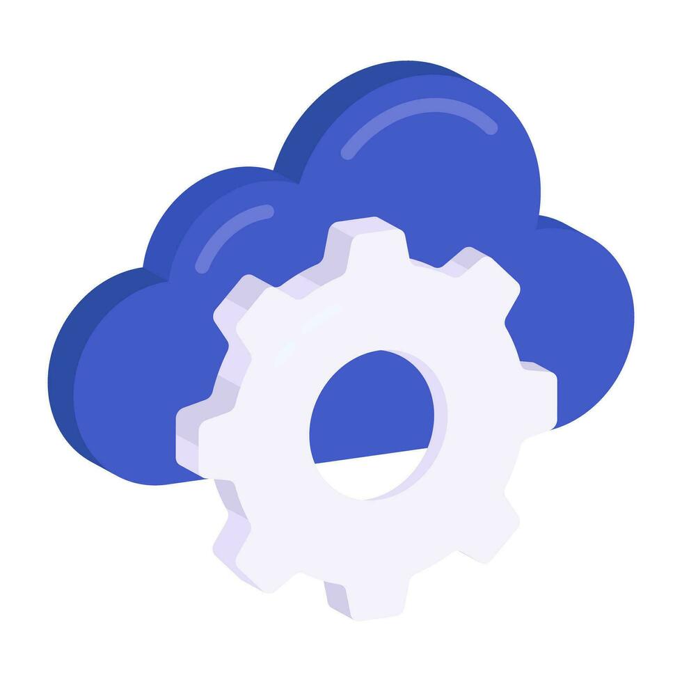 Conceptual flat design icon of cloud setting vector