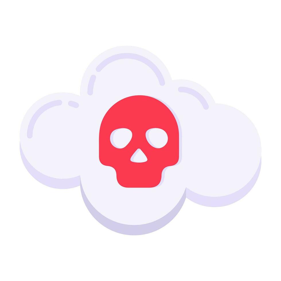 A flat design icon of cloud hacking vector