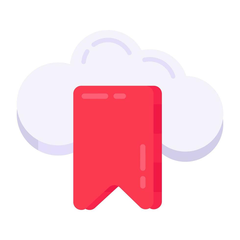 Conceptual flat design icon of cloud bookmark vector