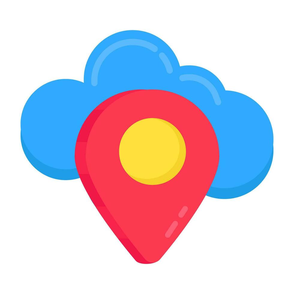 un plano diseño icono de nube ubicación vector