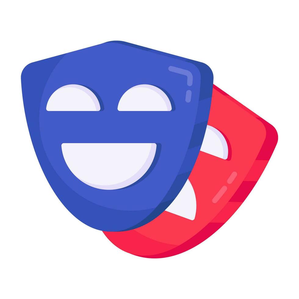 Happy and sad face mask, theater masks icon vector