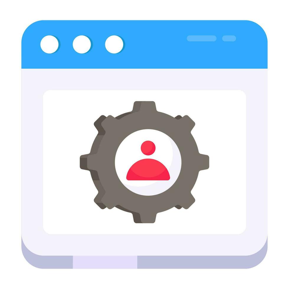 Avatar inside gear, flat design of profile management vector