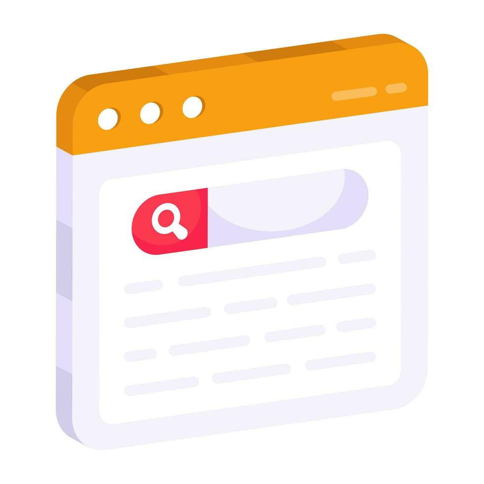 A flat design icon of search box vector