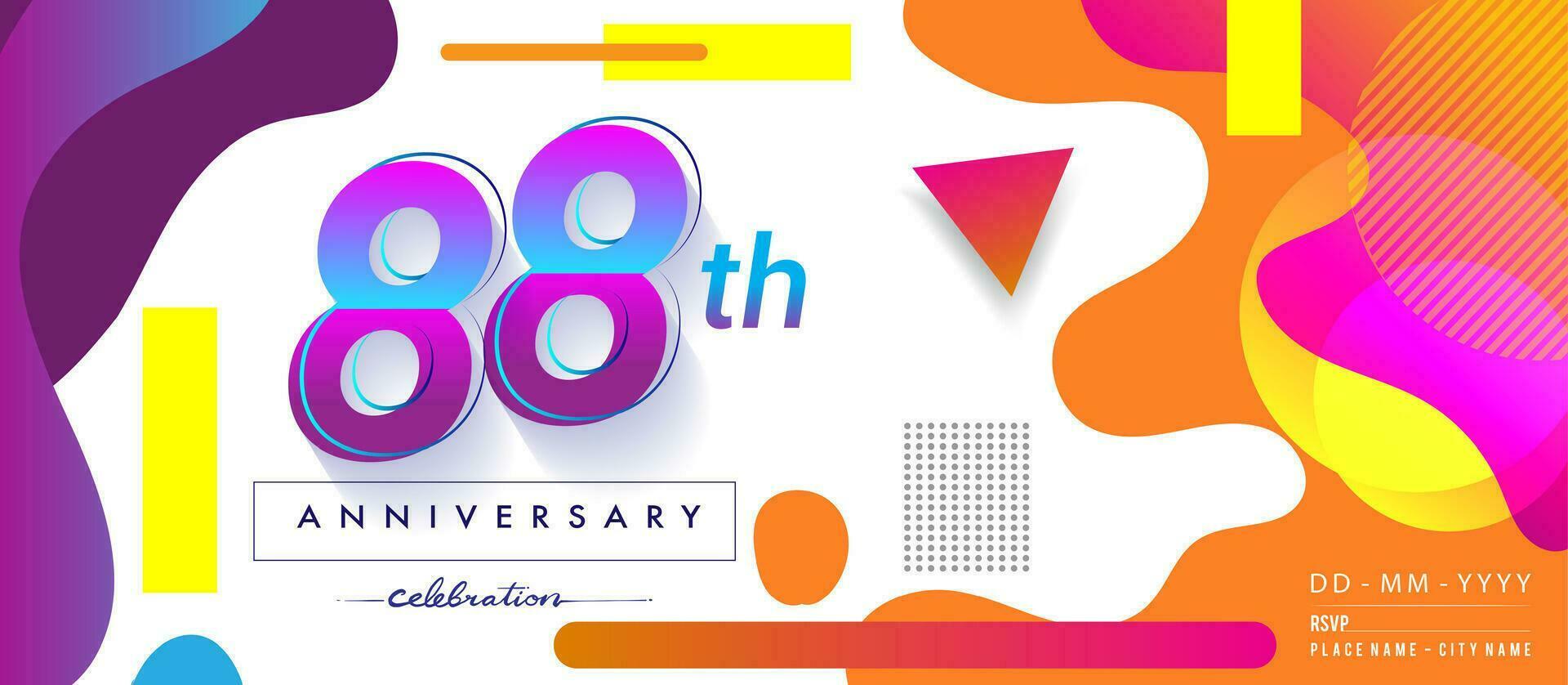 88º años aniversario logo, vector diseño cumpleaños celebracion con vistoso geométrico antecedentes y círculos forma.