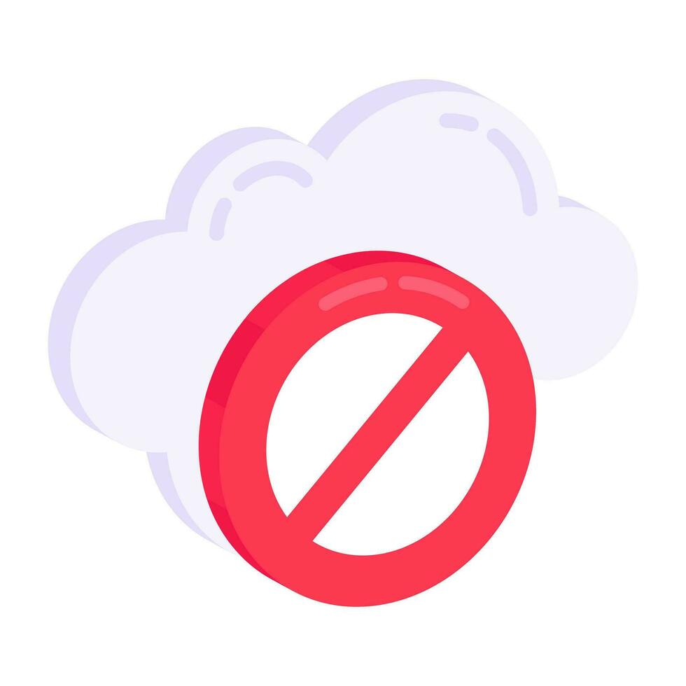 A unique design icon of cloud ban vector