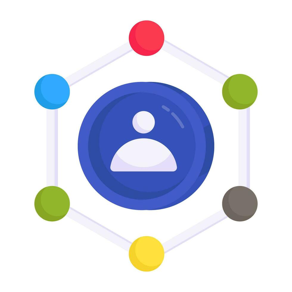 Flat design icon of user network vector