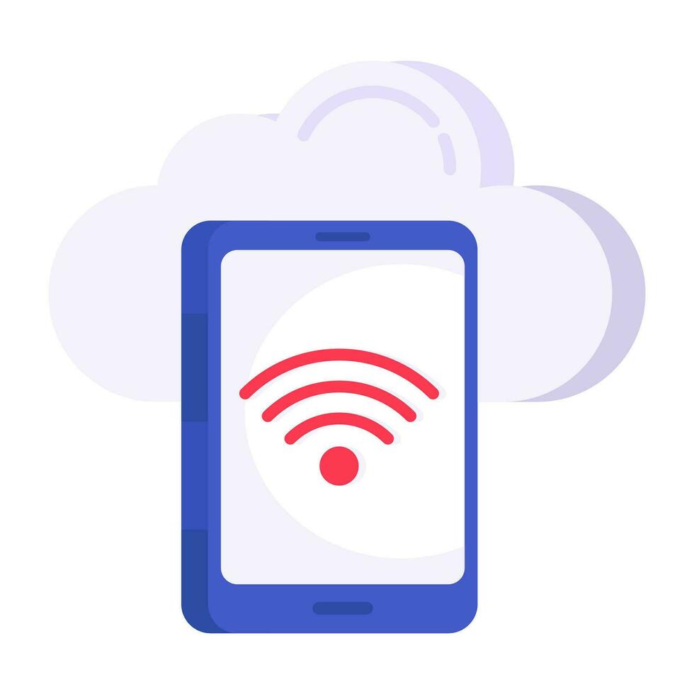 A flat design icon of cloud phone vector