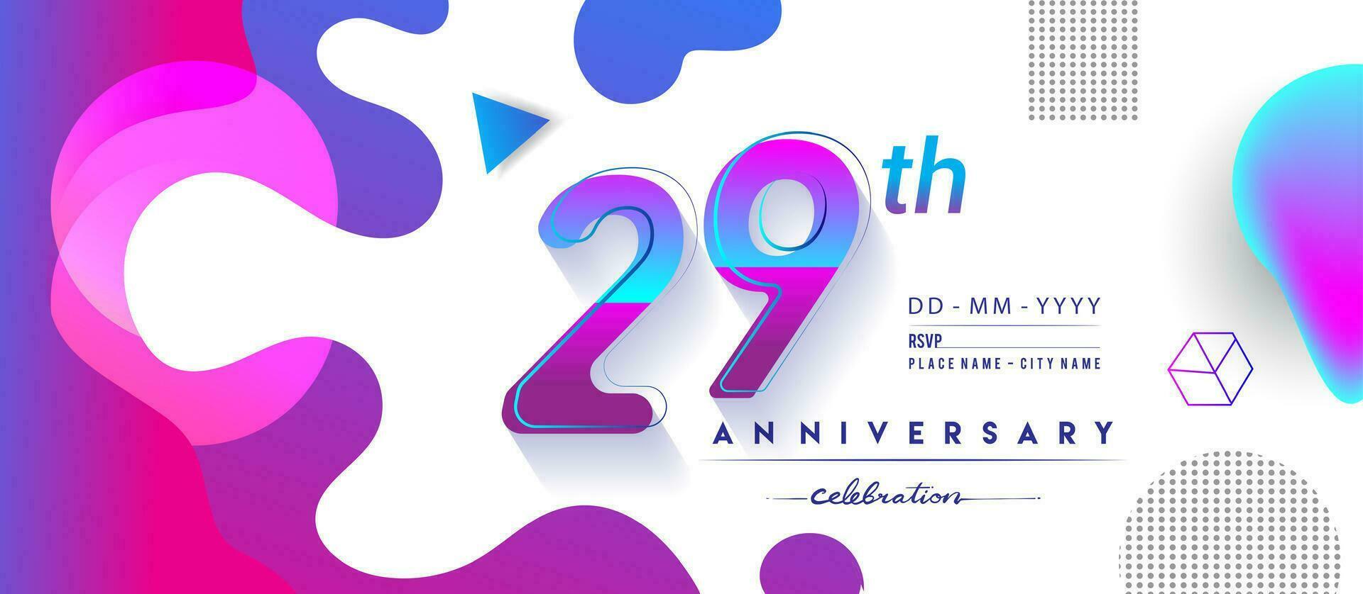 29th years anniversary logo, vector design birthday celebration with colorful geometric background and circles shape.