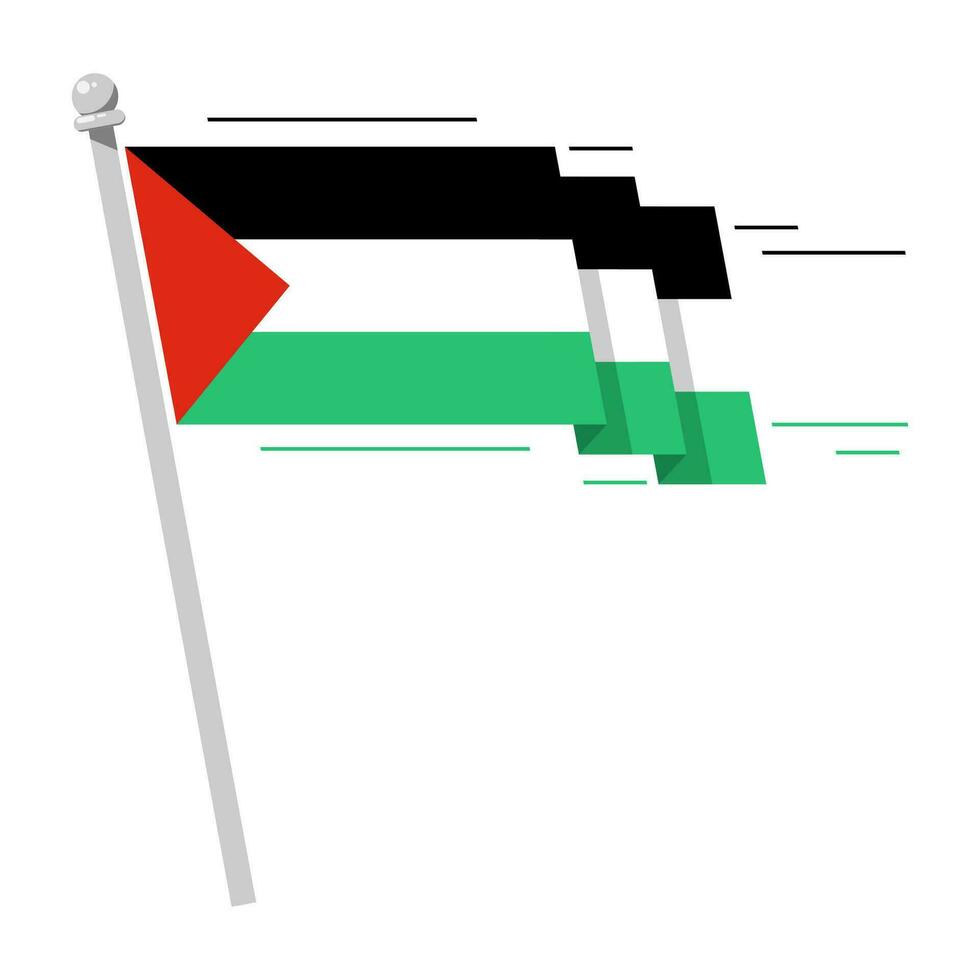 Waving Palestine flag in flat style, vector illustration