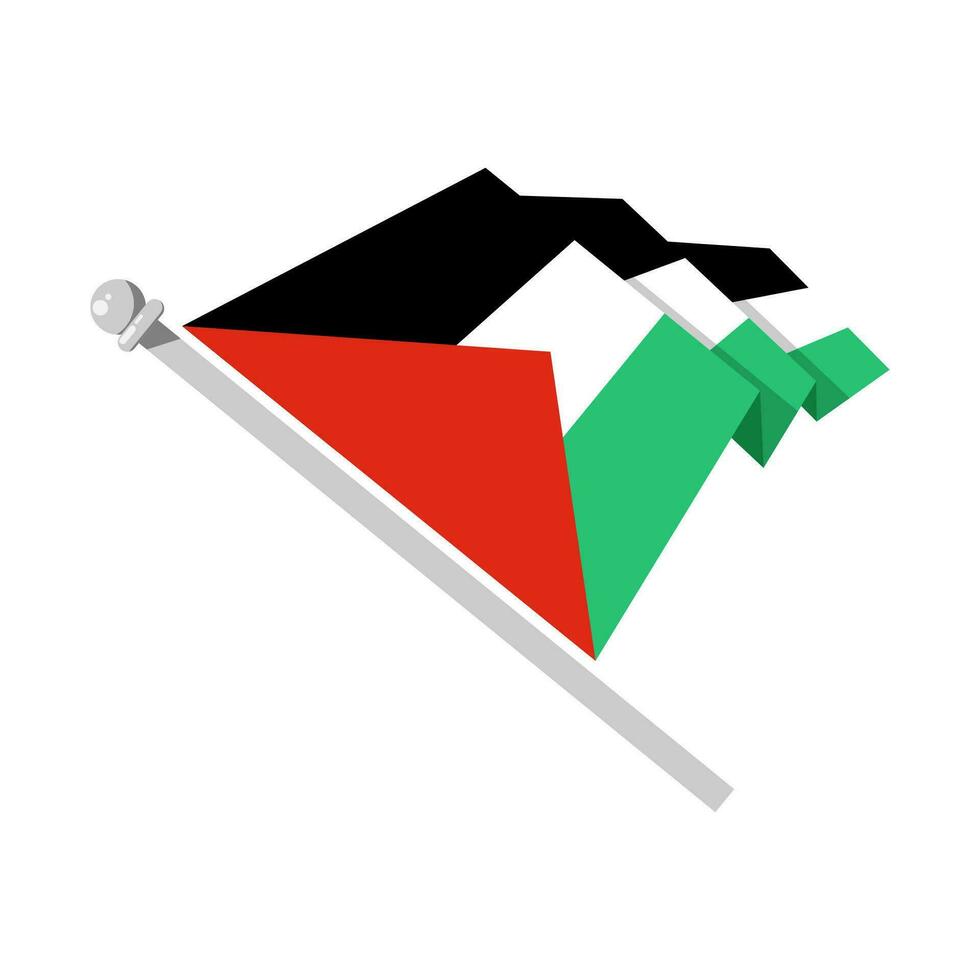 Waving Palestine flag in flat style, vector illustration