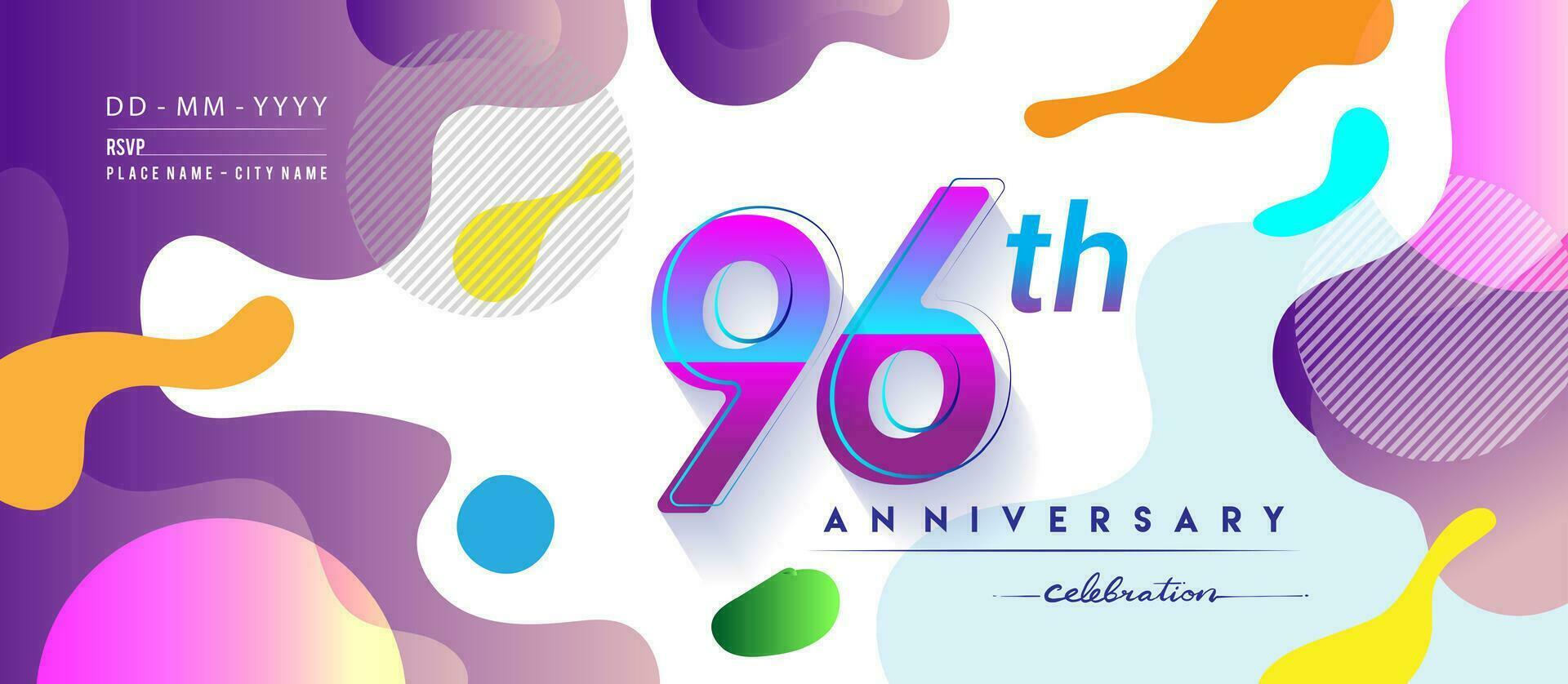 96º años aniversario logo, vector diseño cumpleaños celebracion con vistoso geométrico antecedentes y círculos forma.