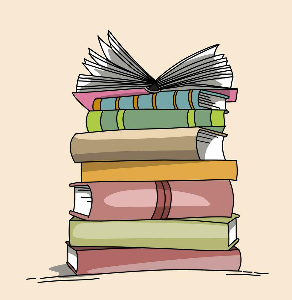 stack of books on white background vector
