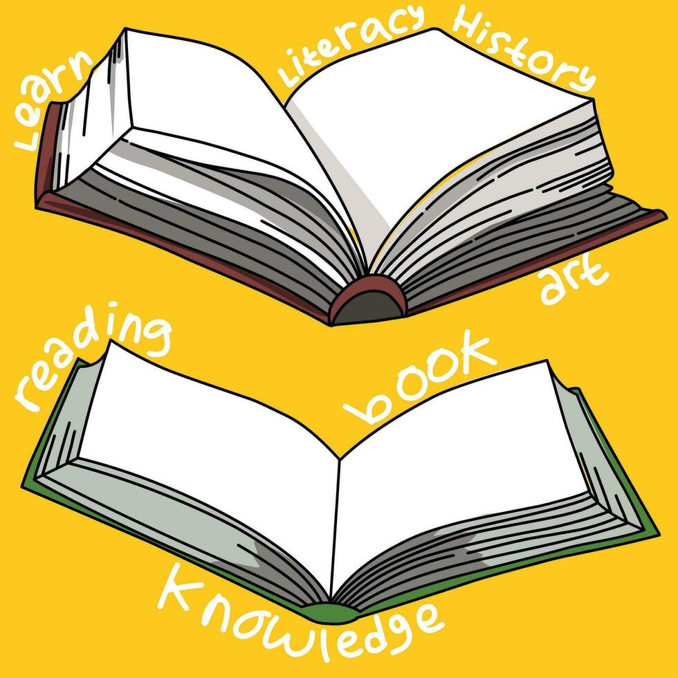 illustration of an open book on a yellow background vector