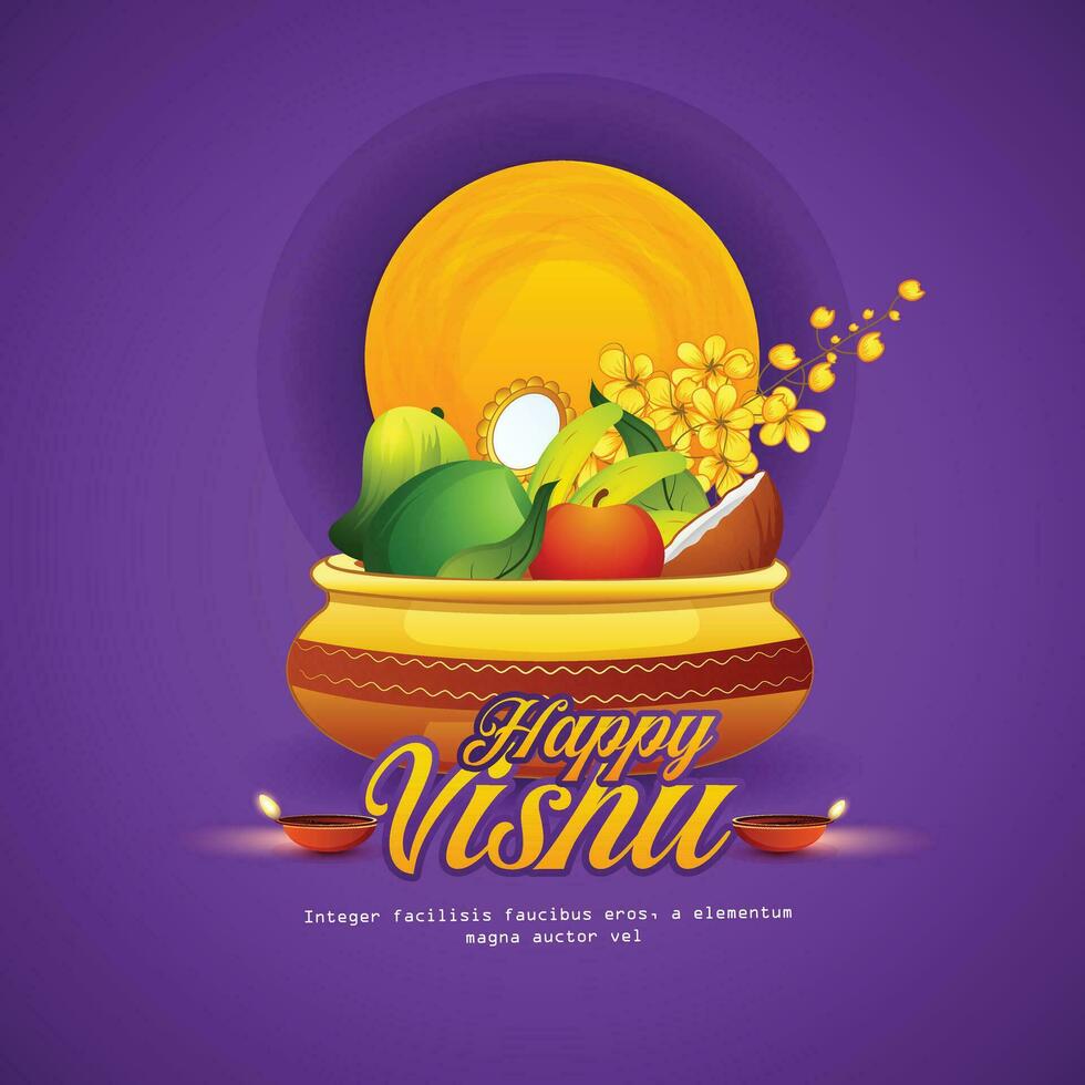 beautiful vishukani flower card for vishu festival,Vishu Keralas's new year vector